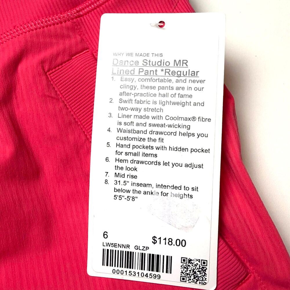 Lululemon Dance Studio Mid-Rise Lined Pant *Regular Glaze Pink - Picture 10 of 11